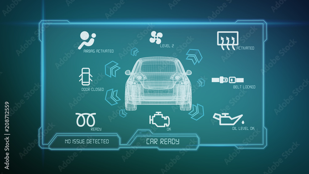 Dashboard smartcar interface on a background 3d rendering Dashboard smartcar interface on a background 3d rendering
