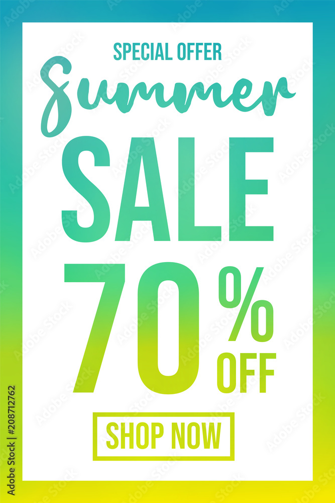 Naklejka premium Design of multicoloured poster for Summer Sale. Vector.
