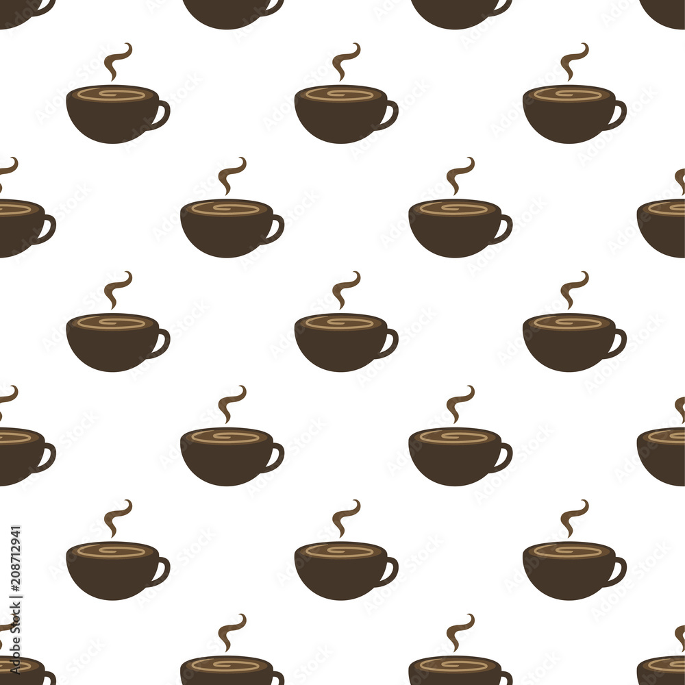 Obraz premium Coffee Seamless Pattern Background, Vector Illustration