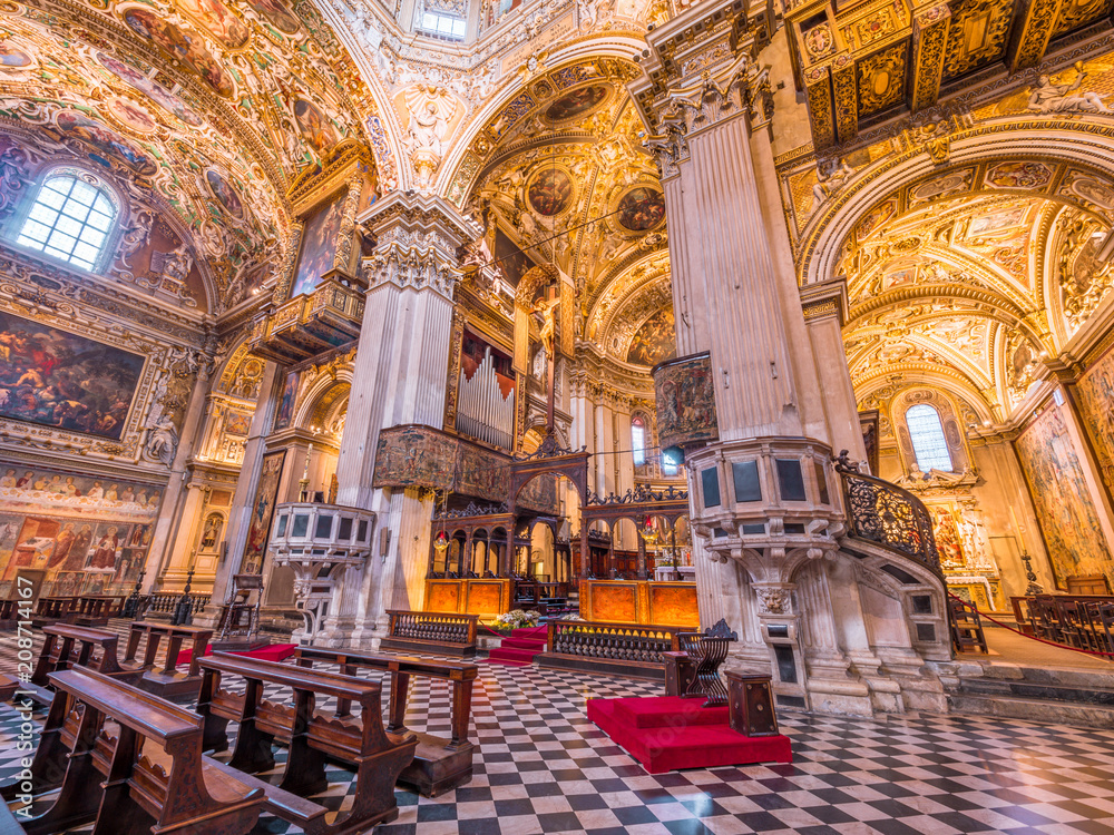 Bergamo, Italy,Circa May 2018.Interior of Basilica of Santa Maria Maggiore