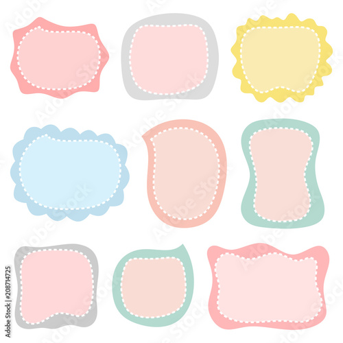 Cute Note Papers, Template for Scrapbooking, Vector Illustration