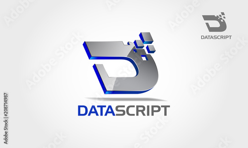 Data Script Vector Logo Template. Vector Basic of this is logo is letter of D or it's an initial logo, it's a 3D shiny effect, a high technology, advance technology, smart, and modernity.