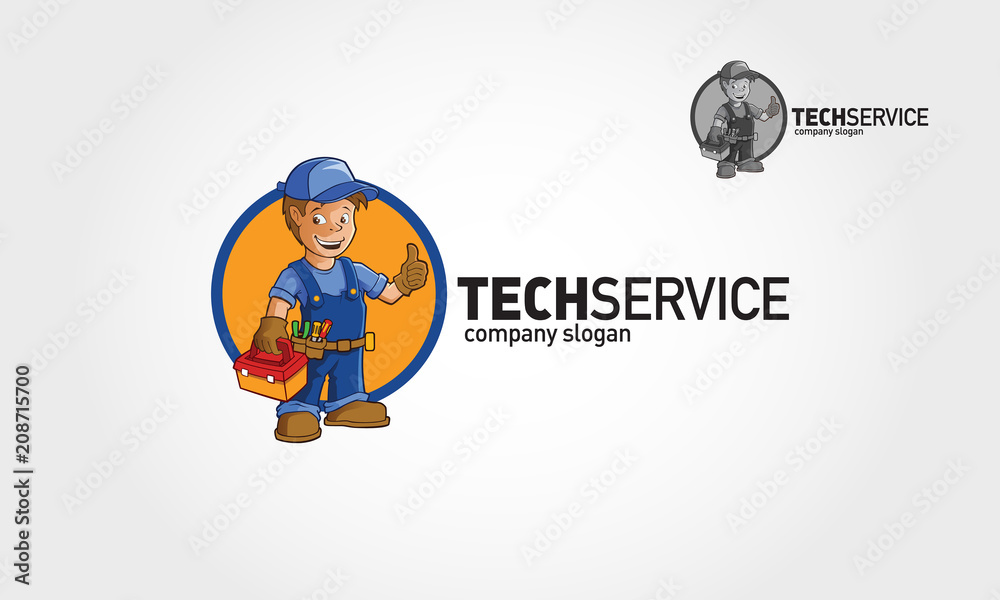 Tech Service Vector Logo Illustration. Handyman Services logo template 2.0 for Your Company.