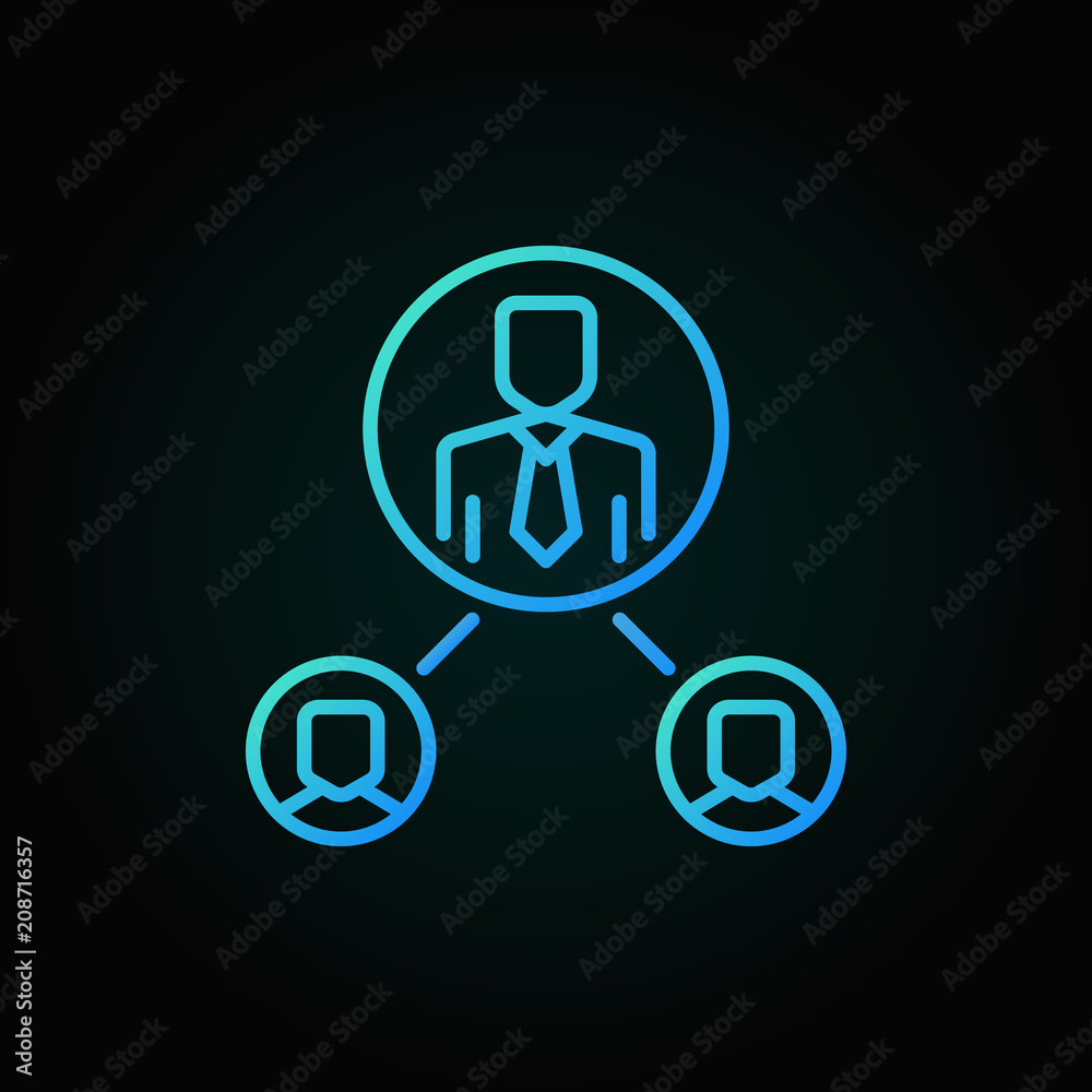 People in circles linear blue icon. Vector outsourcing sign People in circles linear blue icon. Vector outsourcing sign