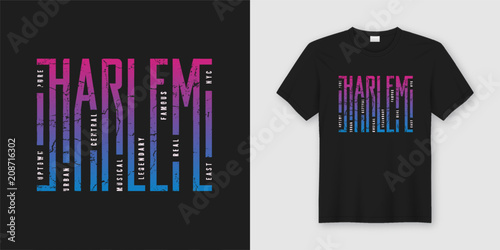Harlem New York stylish t-shirt and apparel design, typography, 