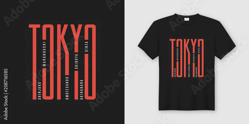Tokyo city stylish t-shirt and apparel design, typography, print