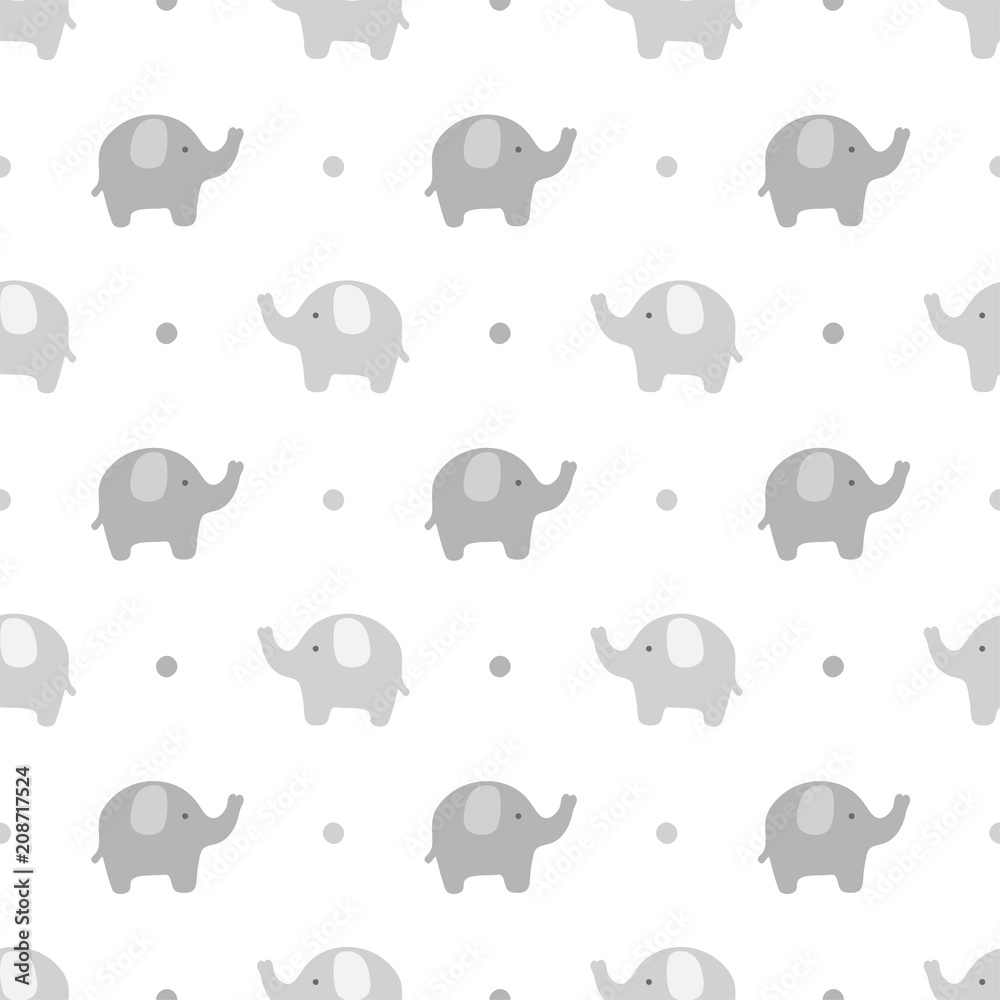 Naklejka premium Słoń ładny wzór, kreskówka tło słoń, ilustracji wektorowych