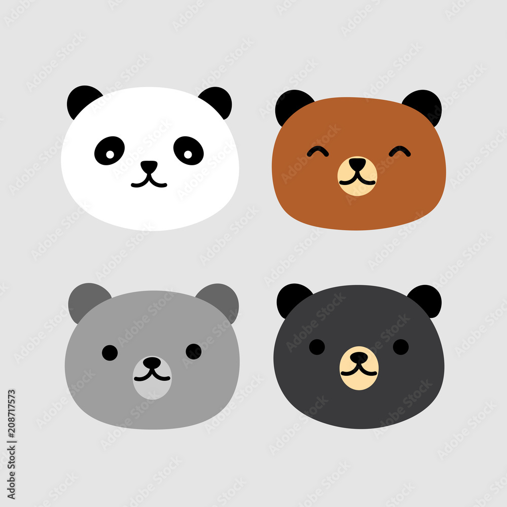 Obraz premium Słodki Miś Panda twarz wektor ikona