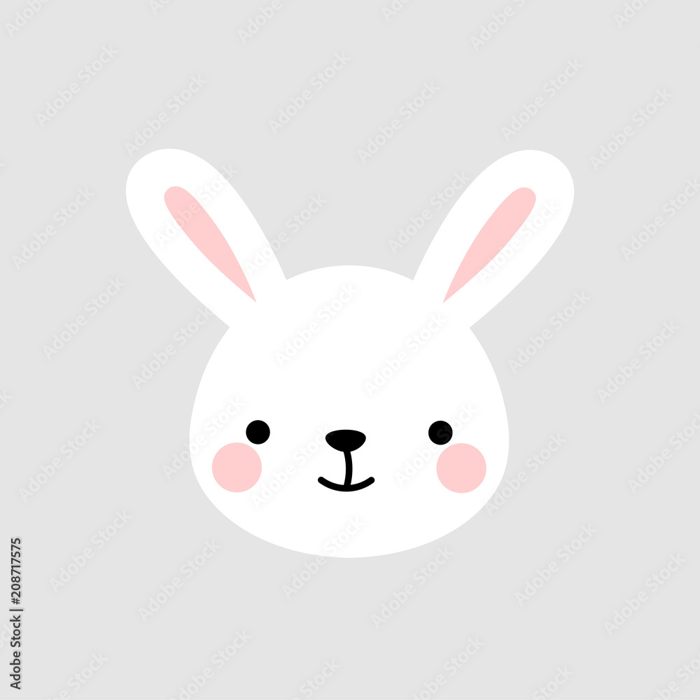 Fototapeta premium Cute Rabbit Face Vector Bunny Icon