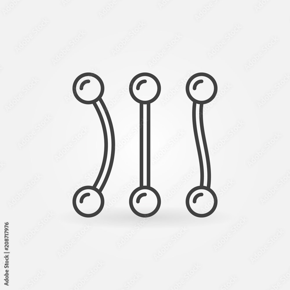 Piercing barbells vector minimal icon or design element Piercing barbells vector minimal icon or design element