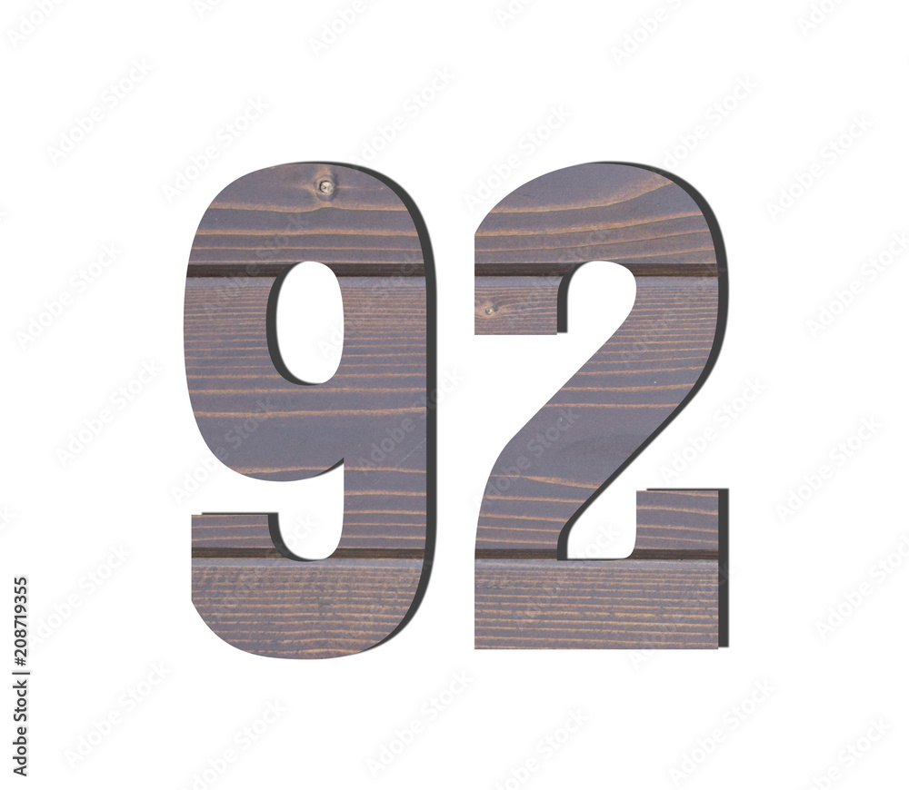 92 3d Number. Decorative brown wooden planks texture 92 3d Number. Decorative brown wooden planks texture