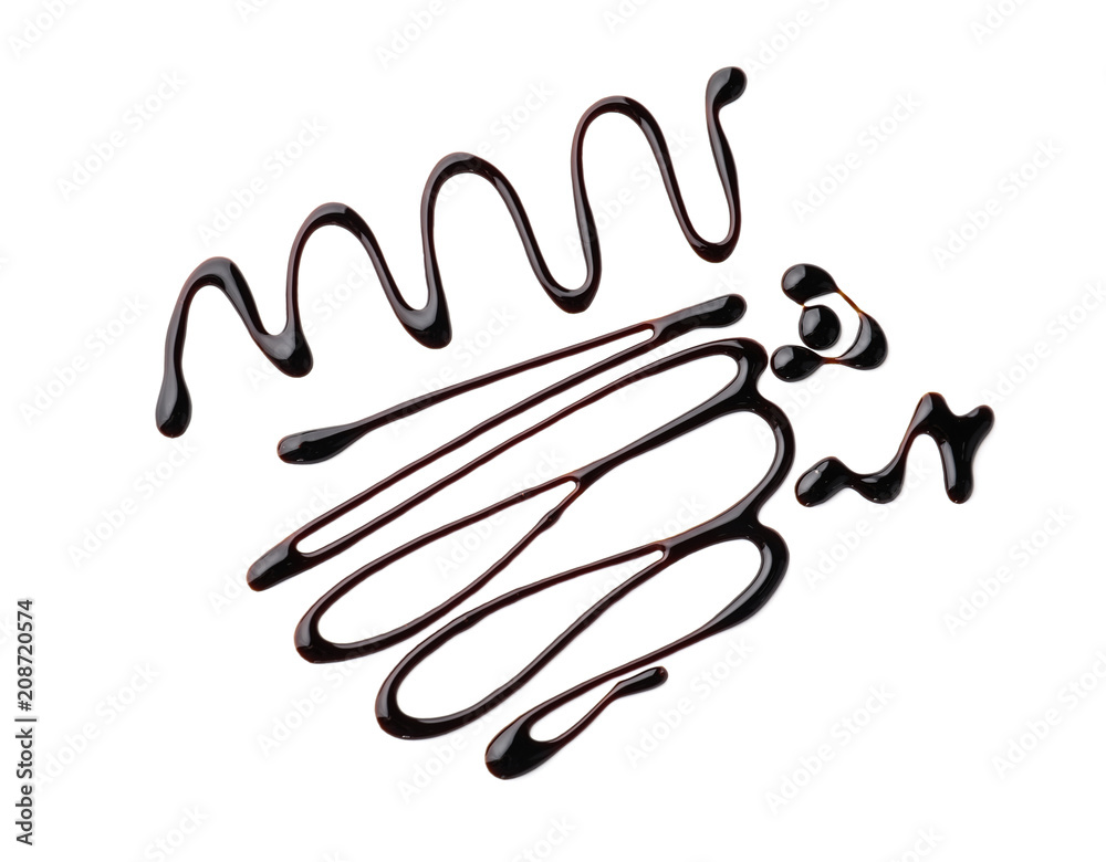 Obraz premium Pattern made with molten chocolate on white background