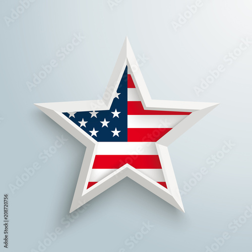 White Star US Flag Gray Background