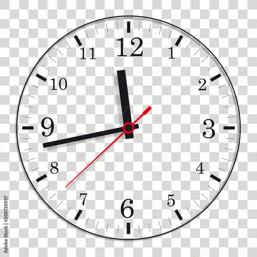 White Clock Face Flat Design Transparent