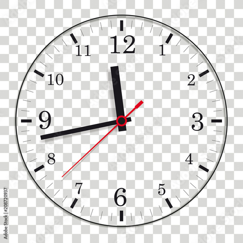 White Clock Face Flat Design Transparent