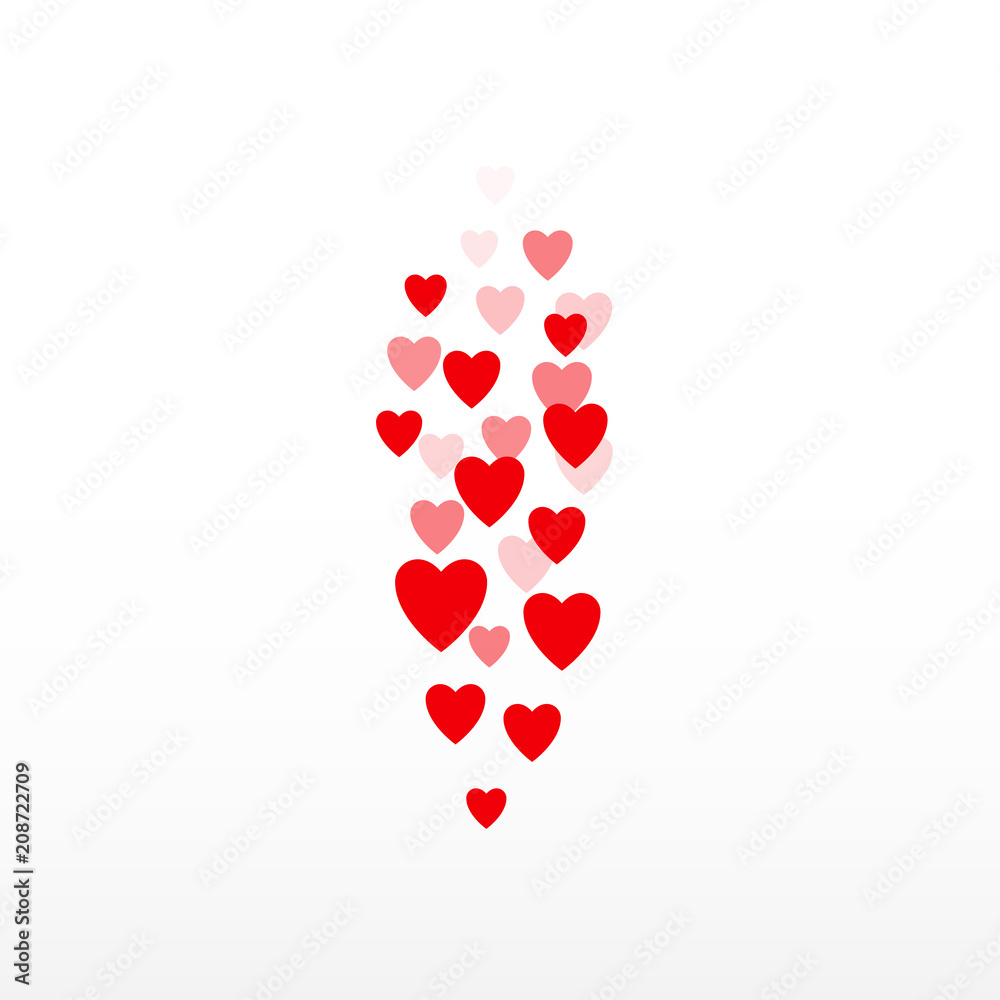 Flying hearts. Red hearts in move. I like, icon. The level of popularity of video broadcasts of users.