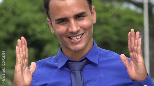 Big Small Medium Young Hispanic Business Man