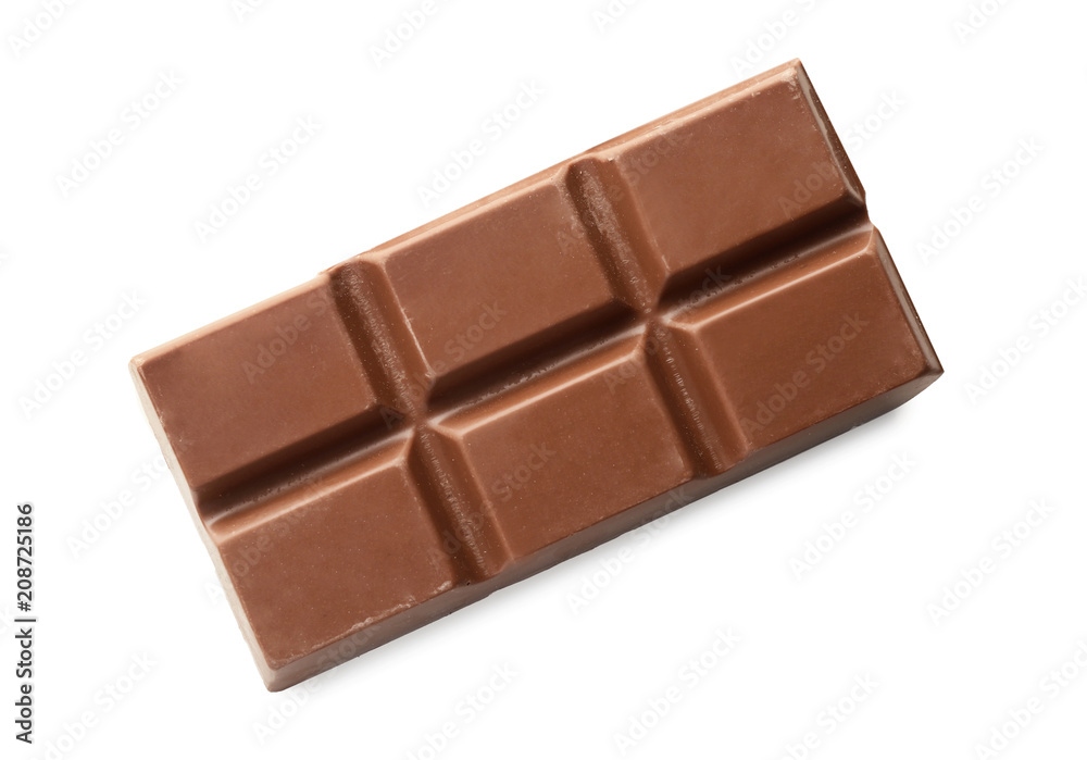 Piece of milk chocolate on white background Piece of milk chocolate on white background