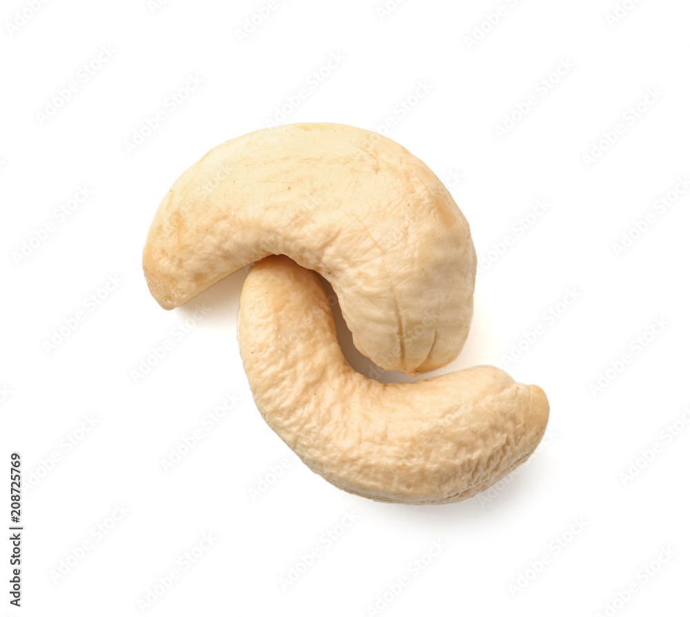 Tasty cashew nuts on white background Tasty cashew nuts on white background