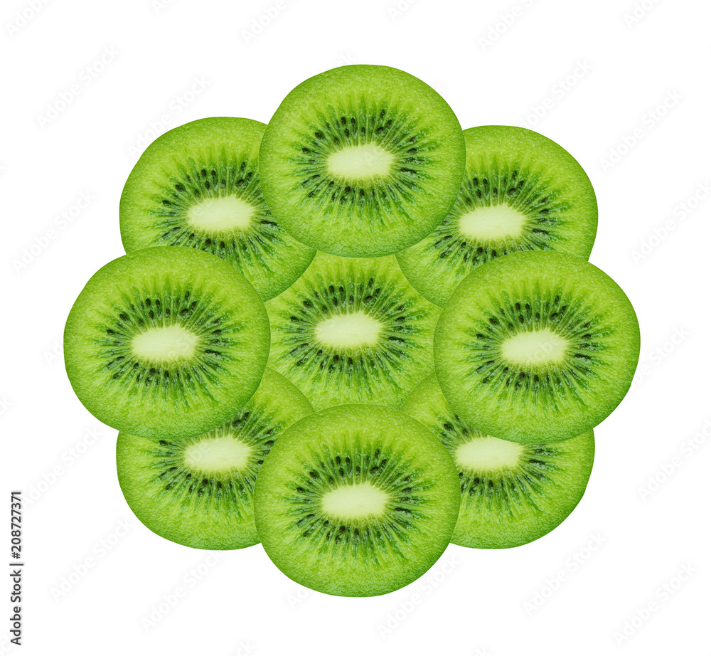 Fototapeta premium Slice of fresh kiwi fruit isolated on white background