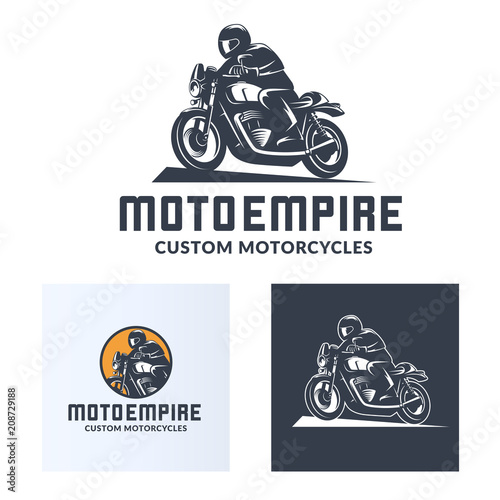 Vintage cafe racer motorcycle logo.
