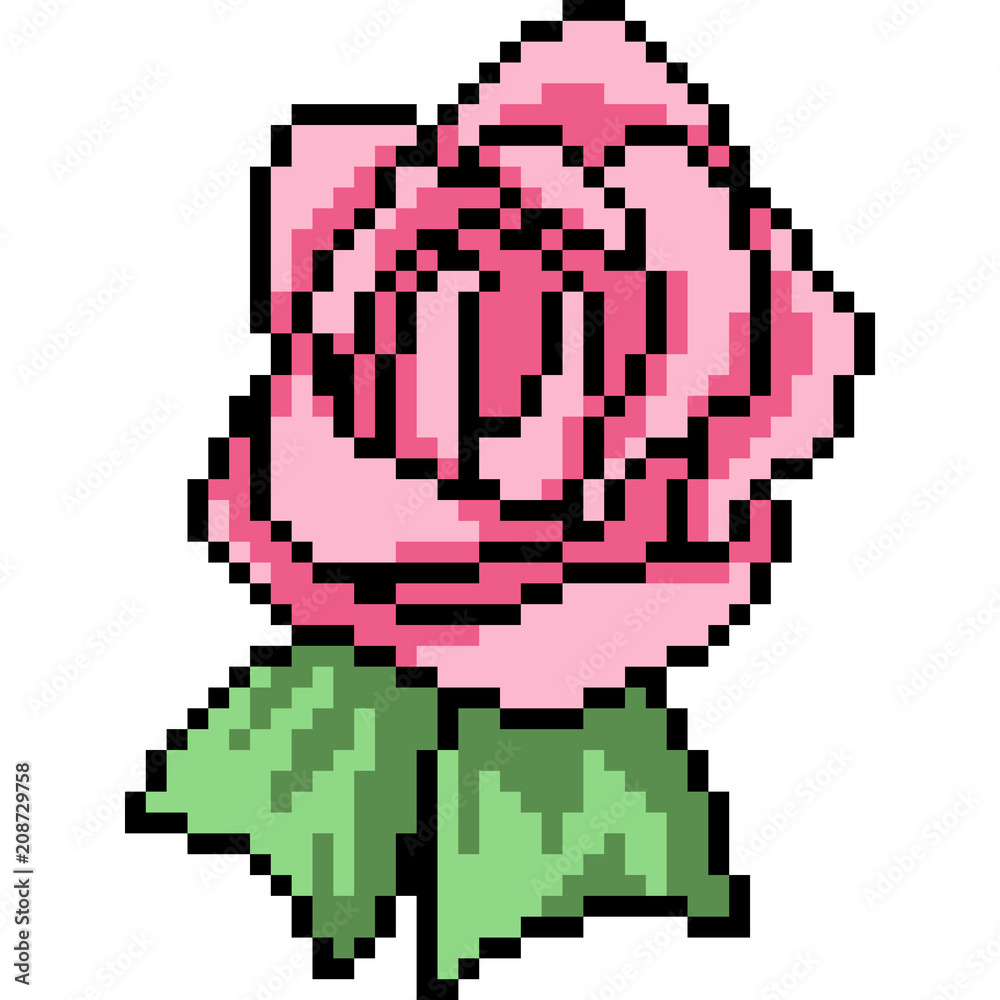 vector pixel art rose ribbon vector pixel art rose ribbon