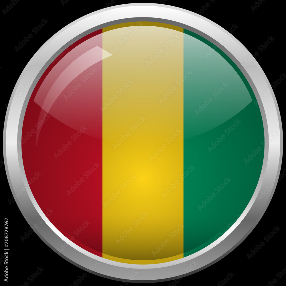 Fototapeta premium Guinea flag glass button vector illustration