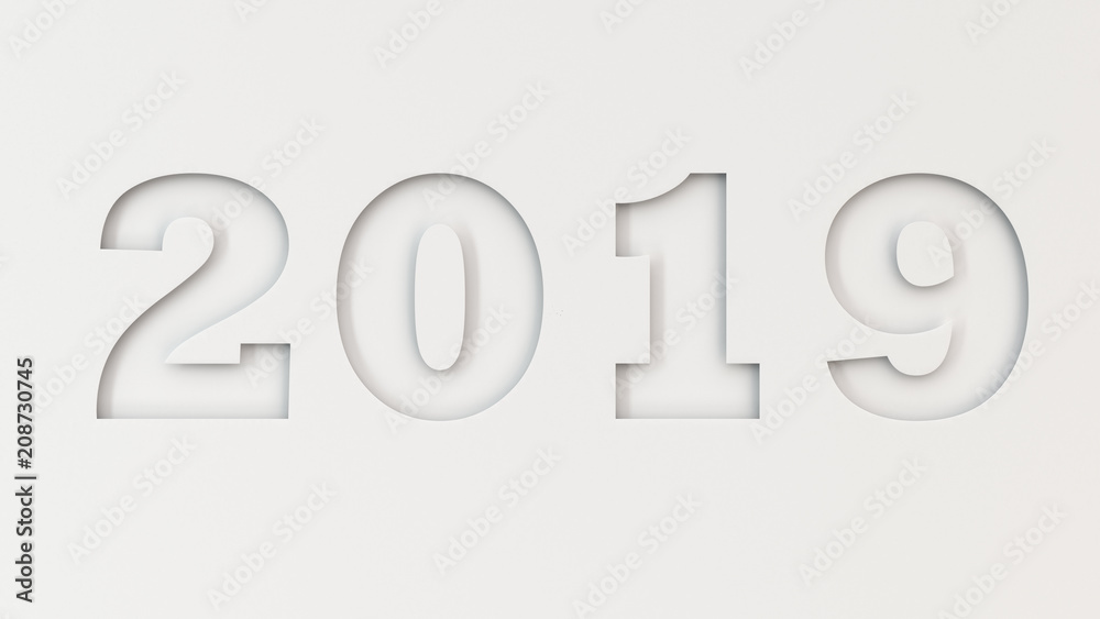 2019 number cut in white paper 2019 number cut in white paper