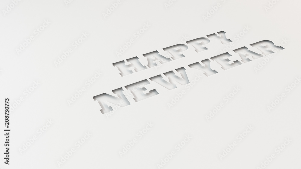 Fototapeta premium Happy New Year words cut in white paper