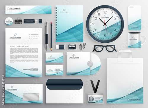 big set of professional brand identity business stationery items