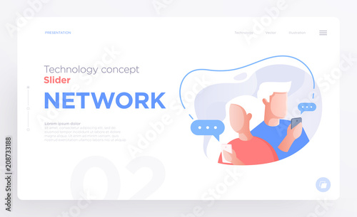 Presentation slide templates or hero banner images for websites, or apps. ommunication technology concepts. Modern flat style
