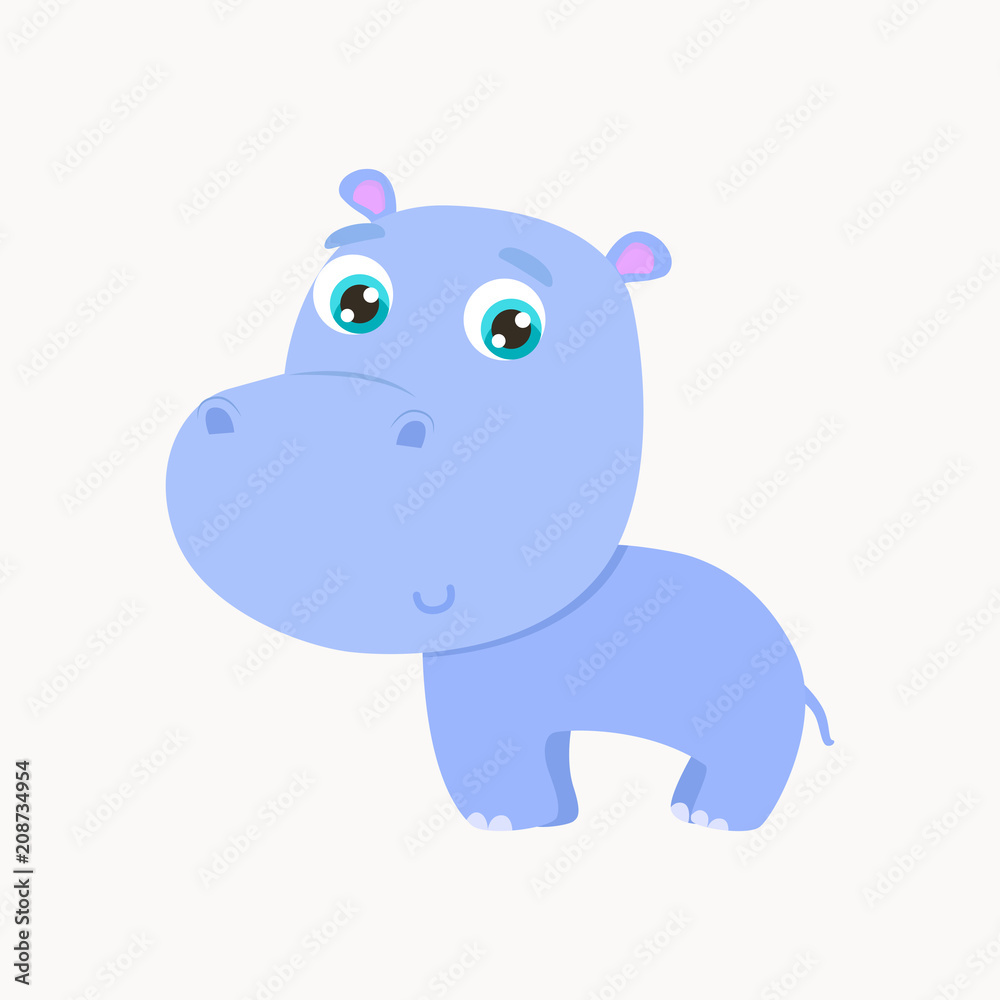 Cute hippo sticker vector illustration. Flat design. Cute hippo sticker vector illustration. Flat design.