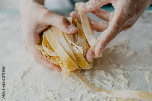 Chef making traditional italian homemade pasta
