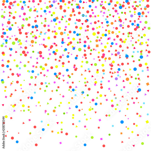 Colored pattern with random falling multicolored confetti on white background. Texture with glitters for design. Greeting cards © mikabesfamilnaya