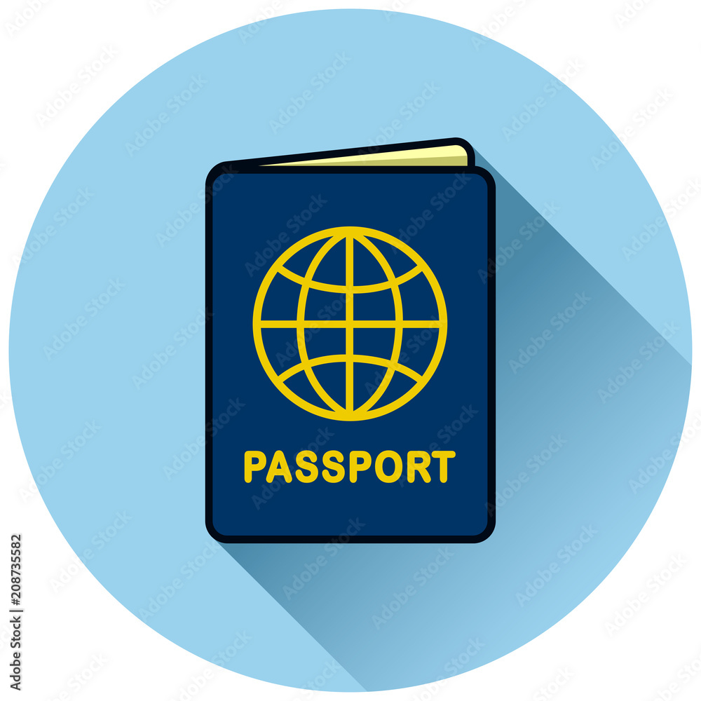 passport circle blue icon concept passport circle blue icon concept