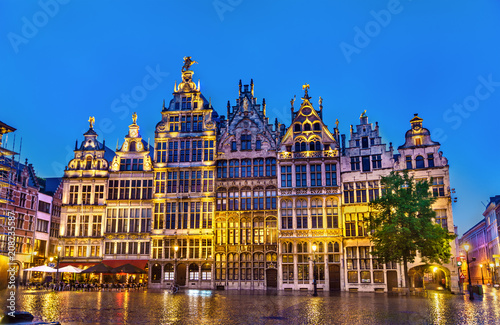 Guildhalls on the Grote Markt Square in Antwerp, Belgium photo