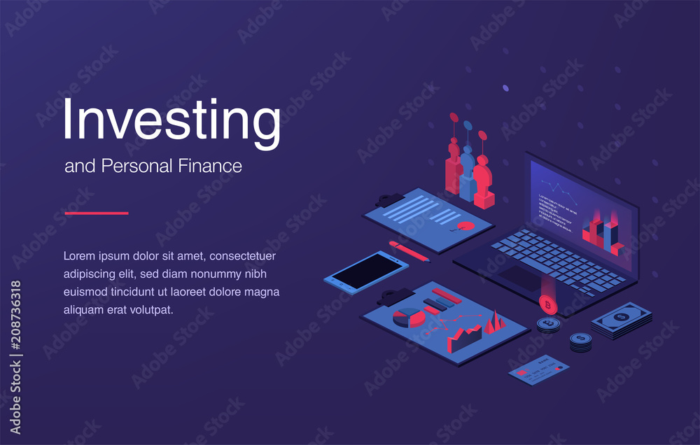 Financial technology isometric layout with blockchain bank card cash money personal access decorative icons vector illustration