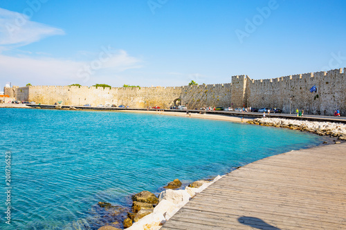 The historic fortification of Rhodes Town, Mediterranean Sea, Rhodes Island, Greece