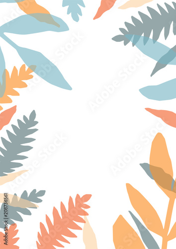 Decorative card template with frame or border made of colorful translucent le...