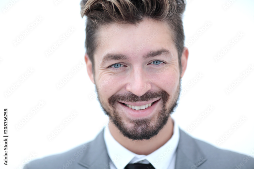 Serious businessman wearing suit and tie. blue background Serious businessman wearing suit and tie. blue background