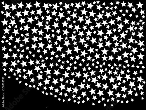 Sky background with a five-pointed star in a black and white colors