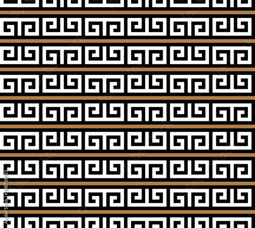 Typical egyptian, assyrian and greek motives. Greek key. Arabic geometric texture. Islamic Art. Abstract geometric. Vector and illustration.