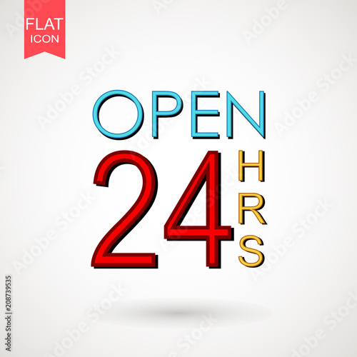 twenty four hour icon. open 24 hours a day icons.