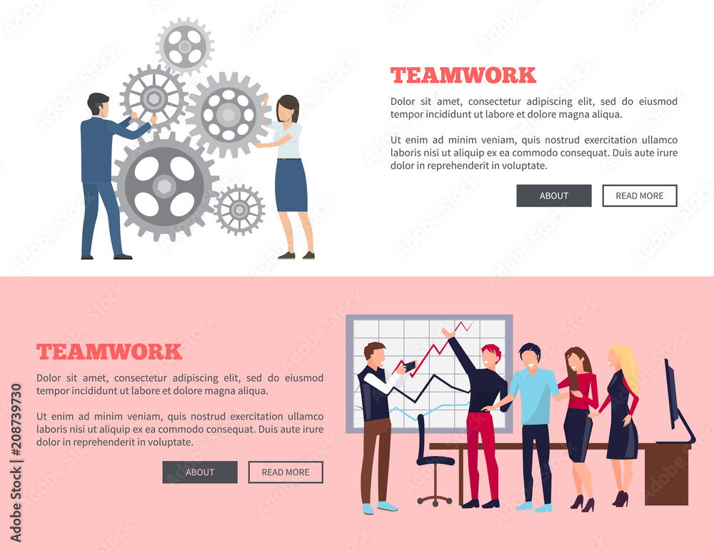 Teamwork Web Page Design Vector Illustration