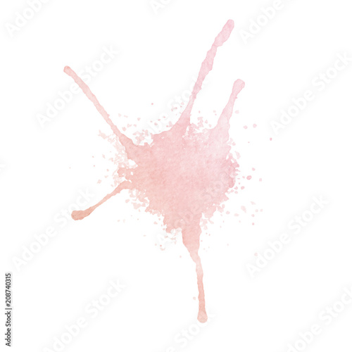 Hand painted watercolor pink blot texture isolated on the white
