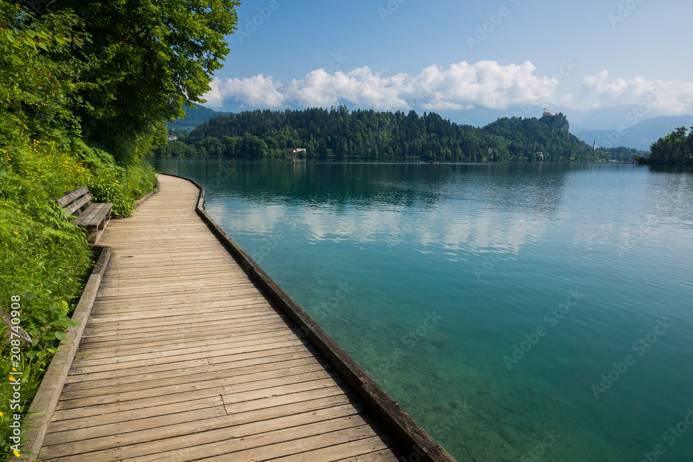 Footbridge on the  Lake Bled, Slovenia