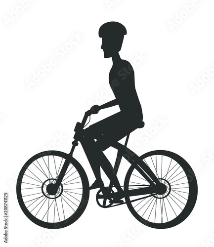 Fototapeta Naklejka Na Ścianę i Meble -  Person Riding Bike in Cap, Sport Biking Transport