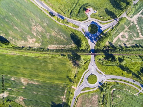 Aerial view of roundabout c...