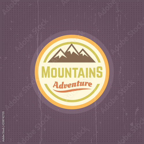 Mountains vector vintage round colored label