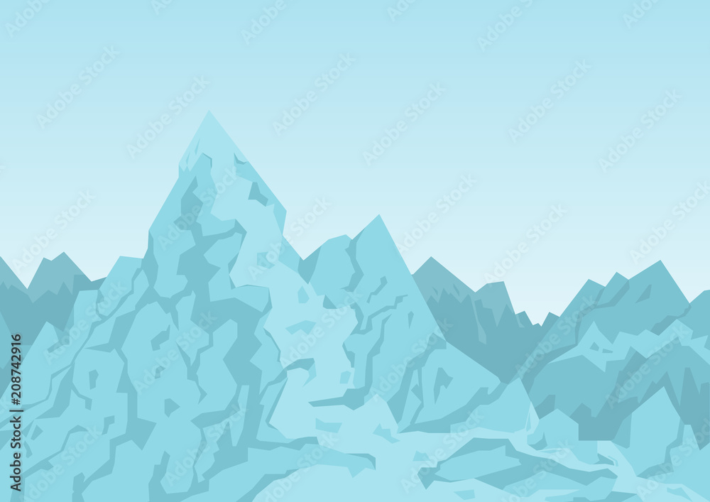 Mountains of Blue Color Image Vector Illustration